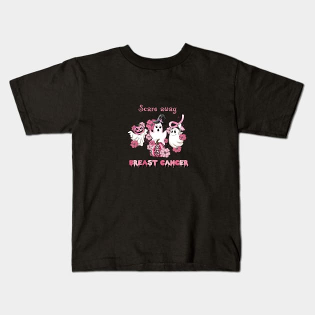 Scare Away Breast Cancer Kids T-Shirt by TsunamiMommy